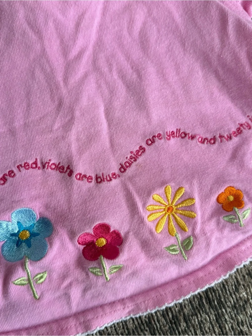 Vtg Warner Bros Studio Store Baby Tweety Bird Embroidered Floral Pink Shirt 12M